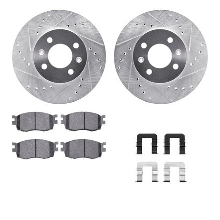 DYNAMIC FRICTION CO 7312-03034, Rotors-Drilled, Slotted-SLV w/3000 Series Ceramic Brake Pads incl. Hardware, Zinc Coat 7312-03034